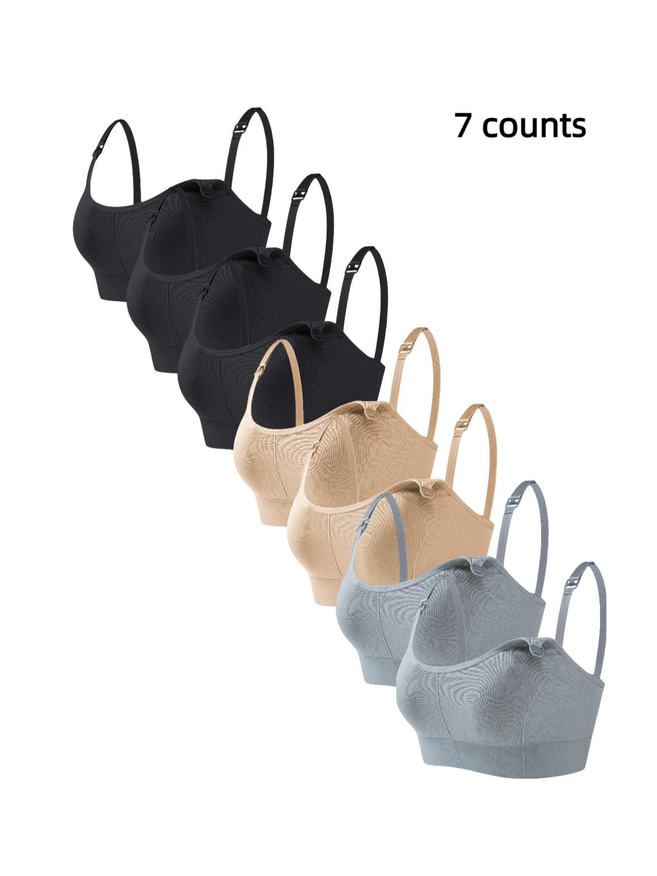 Women's Solid Detachable Adjustable Strap Nursing Bra Set, Front-Closure Bra, Soft Comfortable Breathable Pregnancy Maternity Bra, Maternity Clothing, Maternity Lingerie