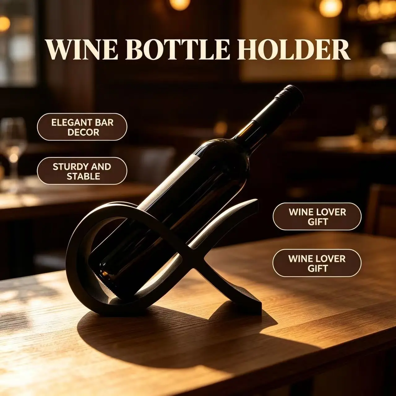Wine Bottle Display Stand, Decorative Home Accents, Creative Tabletop Accessories, Perfect Gift for Wine Enthusiasts