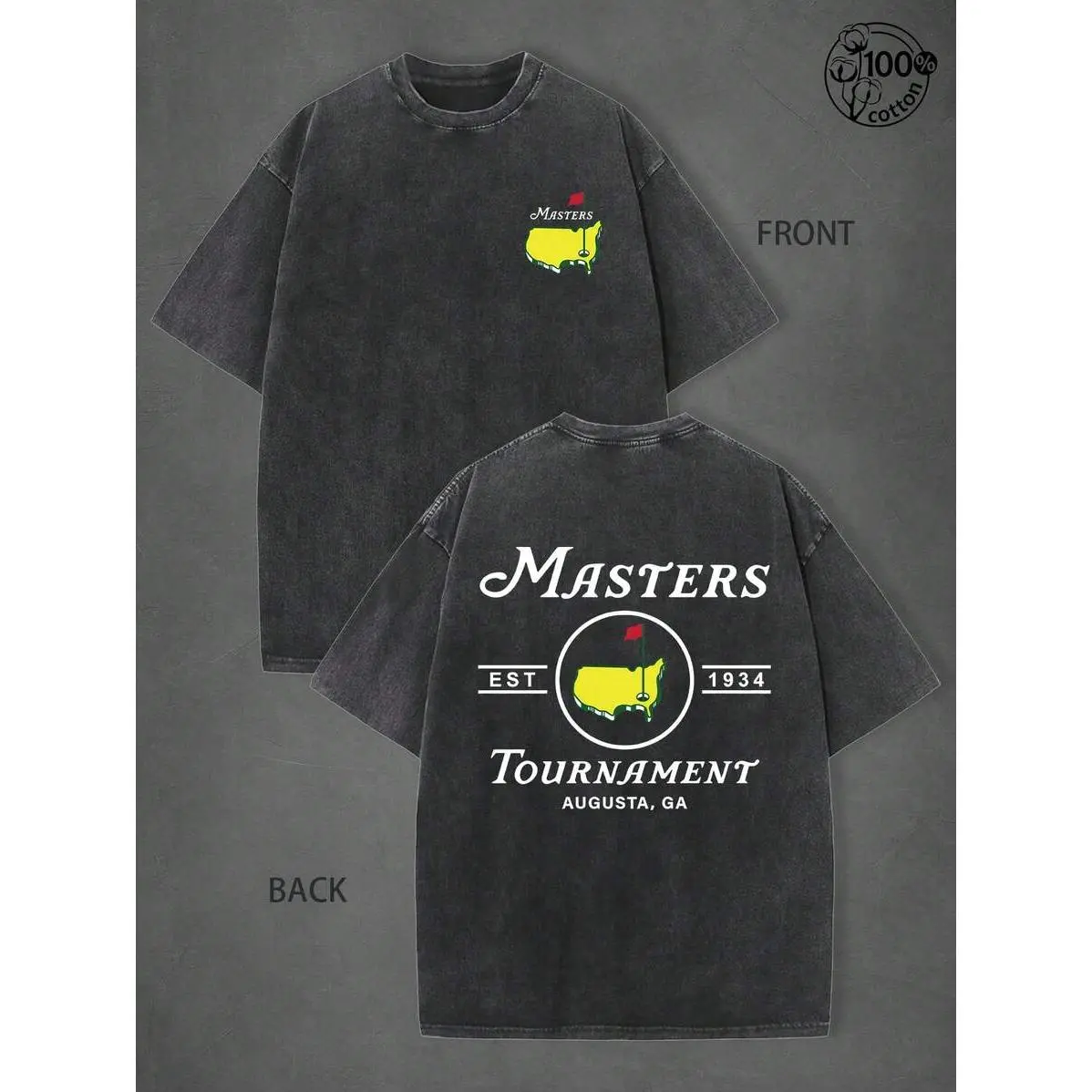 "THE MASTERS" Golf Pattern, The Ideal Choice For Golf Enthusiasts, 2026Masters T-Shirt, Retro Golf Shirt, Men's Summer Fashion Daily Casual Wear, 230 G Wash High-Quality Printed T-Shirts, Men's And Women's T-Shirts,Streetwear, Ball Sports T-Shirts, Perfec