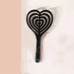 1pc Random Color Comb, Heart Hollow Massage Comb, Portable Home Use, Smooth Hair Styling Comb, Finishing Comb for Daily Use