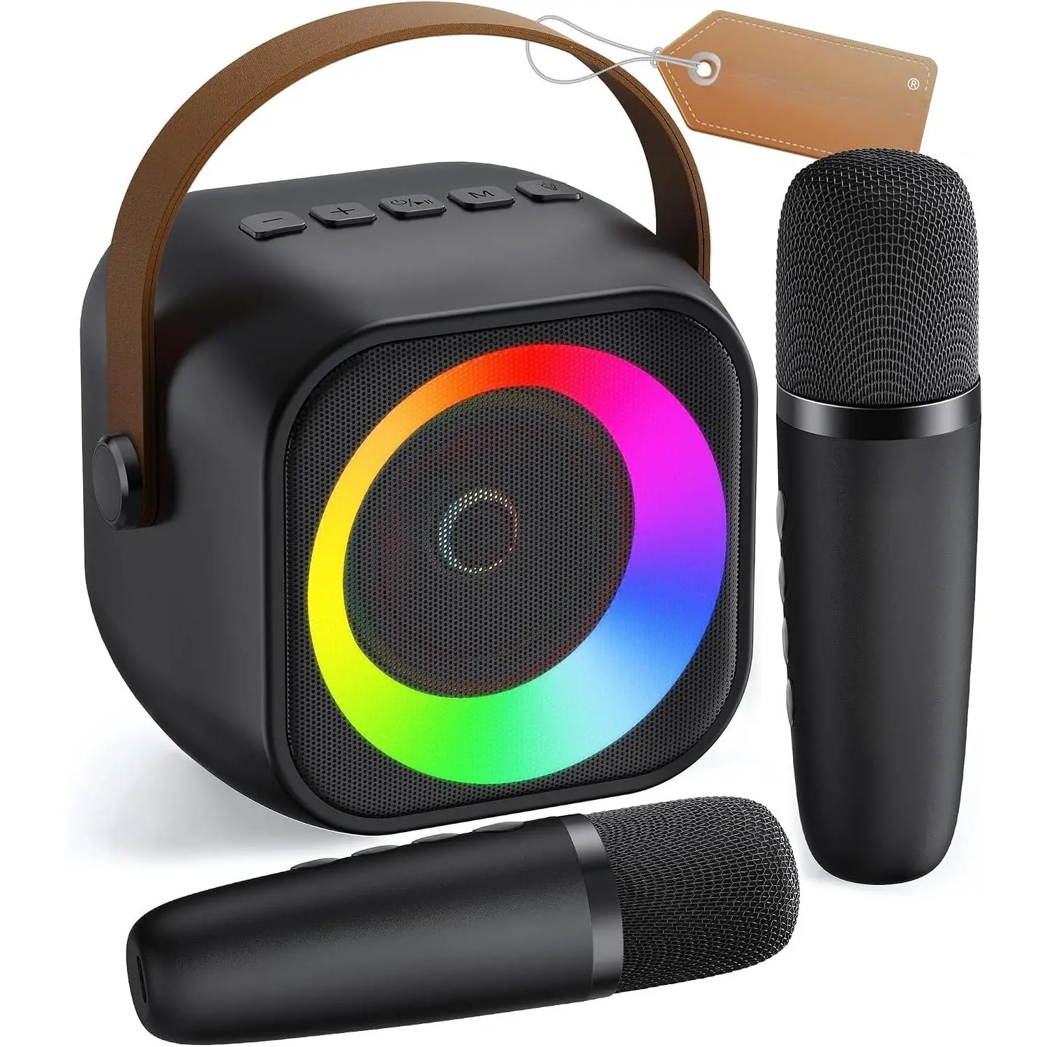 Mini Karaoke Machine, Portable  Karaoke Speaker with 2  Microphones and Party Lights for  and Adults, Birthday Gifts for Girls Boys Family  Party