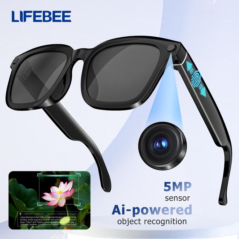 LIFEBEE Smart Shooting Glasses, Wireless Smart Glasses, Ai Smart Glasses, 5MP HD Camera Glasses with Voice Interaction, Real-time Translation Glasses, Smart Glasses for Enhanced Viewing Experience, Wearable