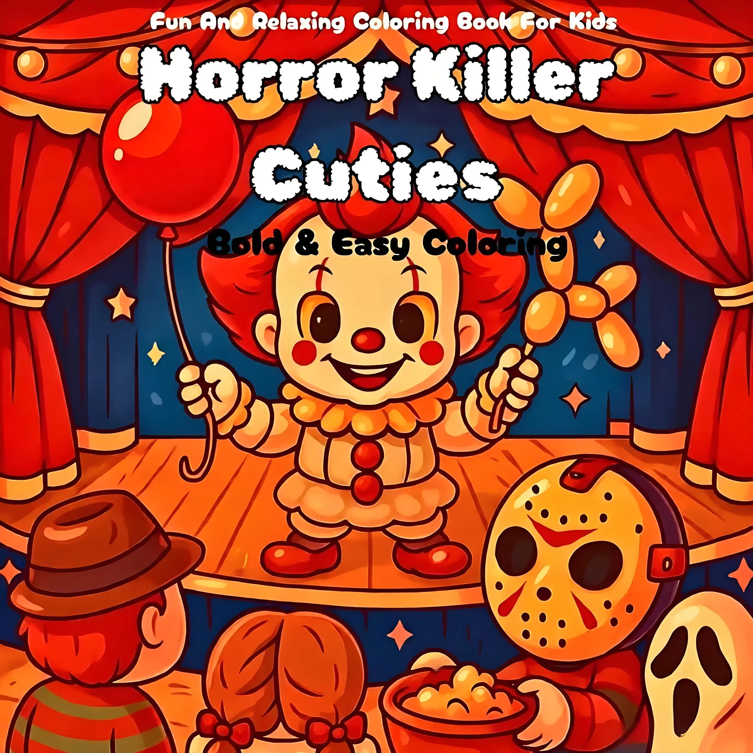Horror Killer Cuties Coloring Book, Bold & Easy Spooky Cute Kawaii Horror Themed Illustrations, Relaxing Stress Relief Coloring Pages, Art Book for Teens Adults, Unique Halloween Birthday Gift for Horror Fans,Back-to-school and Halloween gifts