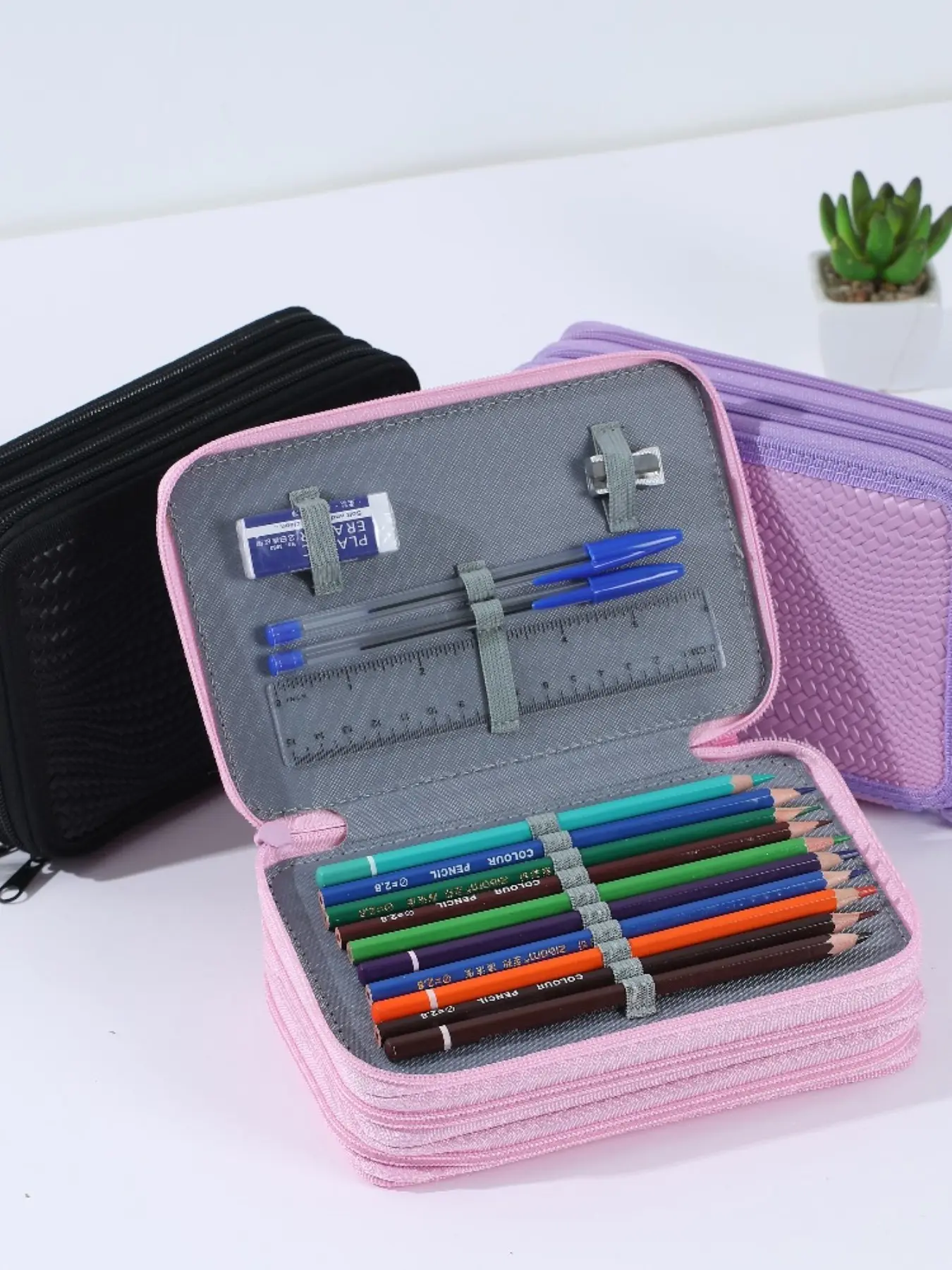 Handmade Woven Pencil Case, Three-Layer Stationery Organizer, Art Supplies Storage Box, Nail Art Holder, Sketching Tool Bag