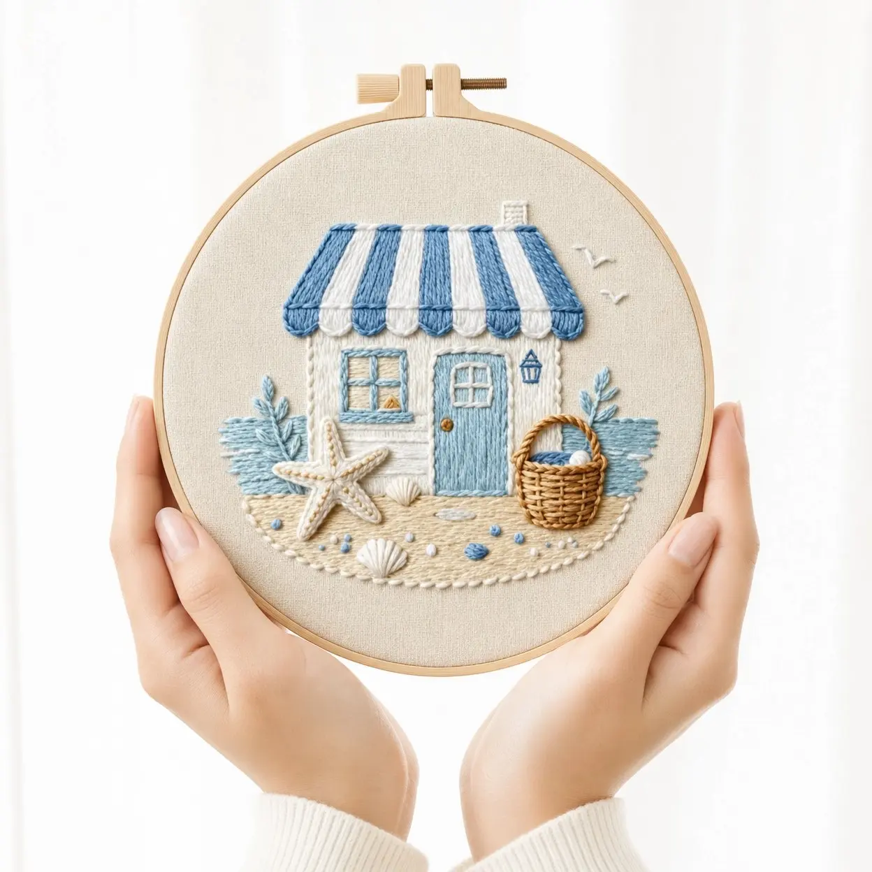 Beginner Cross Stitch Kit, Street Shop Pattern, Elegant Style, DIY Embroidery Set, Includes Cotton Fabric, Thread, Needle, Instruction Manual, 20cm Hoop