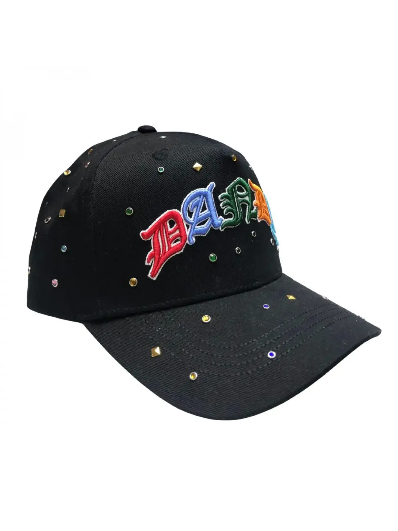 Dandy Hats Original Cap |   Black Snapback |   Multicolor Embroidery with Rhinestones and Interior Suede
