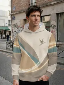 Men's Hoodie with Soft Gradient Streamlight Crane New Chinese Style Casual 3D Digital All-Over Print. The full-print design stands out for daily outings and music festivals, making it an ideal holiday gift for men