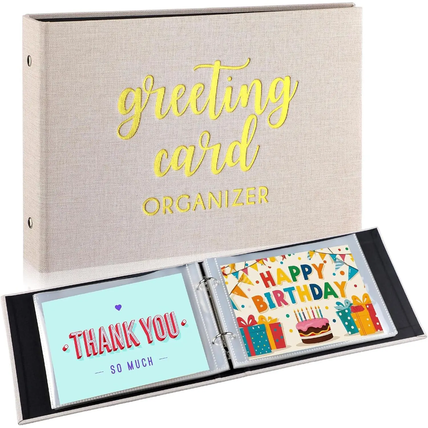 Greeting Card Organizer Set Greeting Card Holder 6 x 8 Inches 100 Pages Stamping Binder Album Display Organization Storage for Memory Greetings Photo