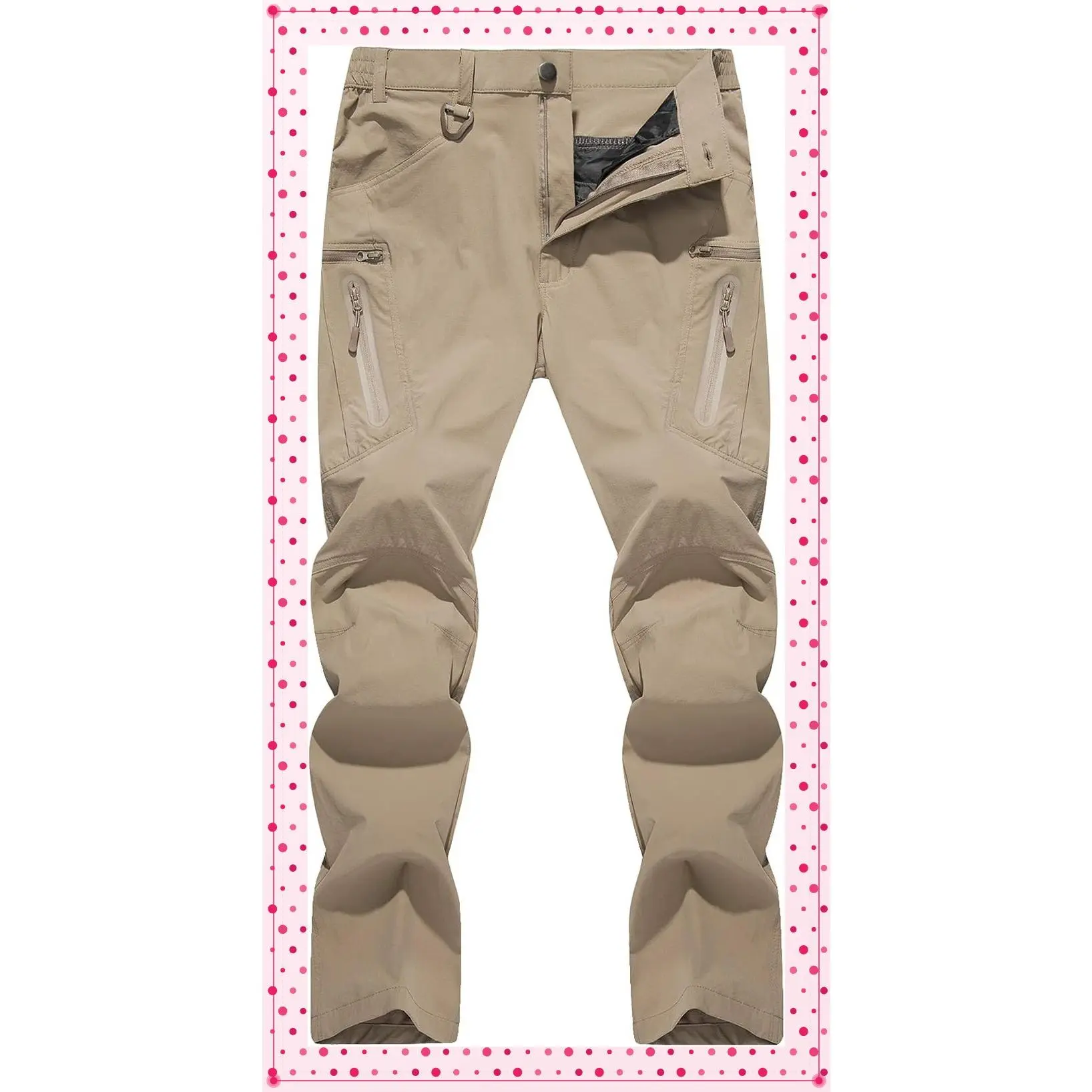 Men's Lightweight Waterproof Quick Dry Tactical Cargo Hiking Pants, 8 Pockets for Outdoor Work and RainGift