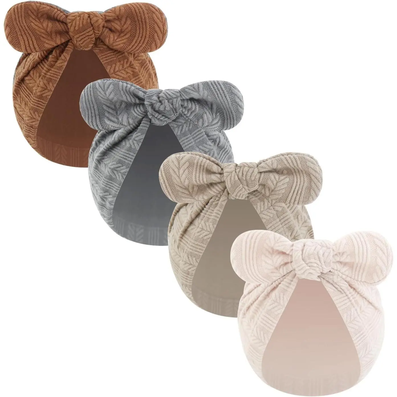 Unisex Baby Clothing Cotton Wrap Hat - Large Bow Snug Headband, Newborn Infant Toddler 0-12 Months Cotton Hospital Beanie Cap, Unisex Bonnet Protector