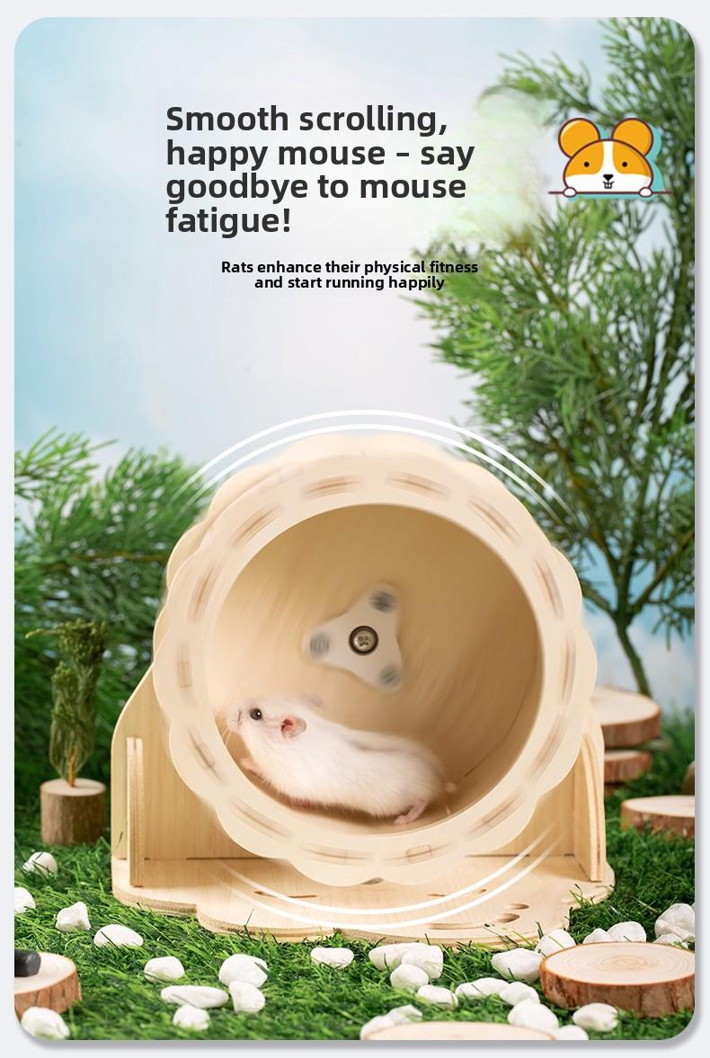 Wooden Sunflower Hamster Exercise Wheel Silent Running Wheel for Dwarf Syrian Hamsters Small Pet Toy Assembly Required Natural Design