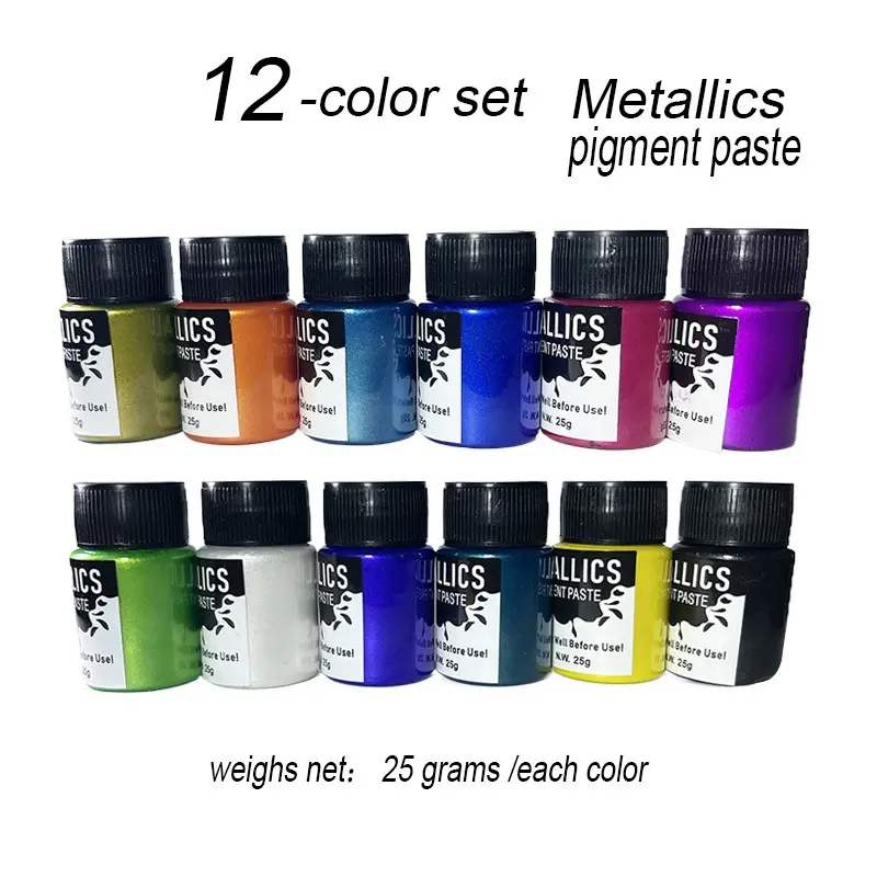 12 Colors 25g Metal Color Epoxy Paste, Smooth Easy Mixing, Rich Coloring, Handmade Decorations, Craft Supplies, DIY Art Materials