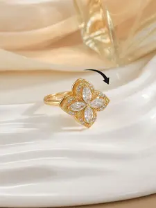 Champagne Elegance · Vintage Marquise Clover Spinning Ring