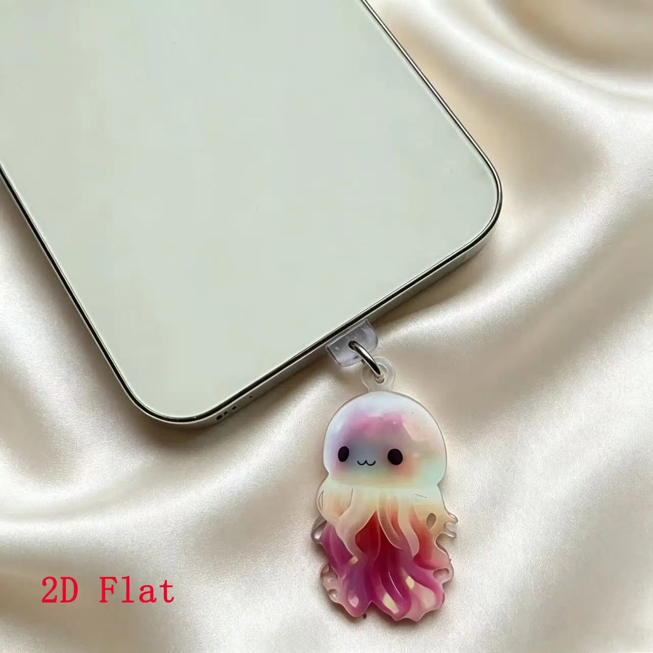 2D Flat Cute Jellyfish Theme Phone Dust Plug Charm, Phone Charms, Phone Accessories, Compatible with iPhone Type-C Android Charging Port Decor, Acrylic Material Gift Idea