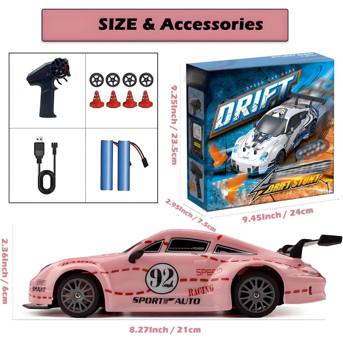 RC Drift Car 2.4GHz 1:24 Scale 4WD High Speed Remote Control Cars Vehicle with LED Lights Two Batteries and Drifting Tires Racing Sport Toy Cars for Adults Boys Girls Kids Ideal for Birthday And New Year Gifts for Both Boys And Girls RC Drift Car 2.4GHz 1:24 Scale 4WD High Speed Remote Control Cars Vehicle with LED Lights Two Batteries and Drifting Tires Racing Sport Toy Cars for Adults Boys Girls Kids Ideal for Birthday And New Year Gifts for Both Boys And Girls