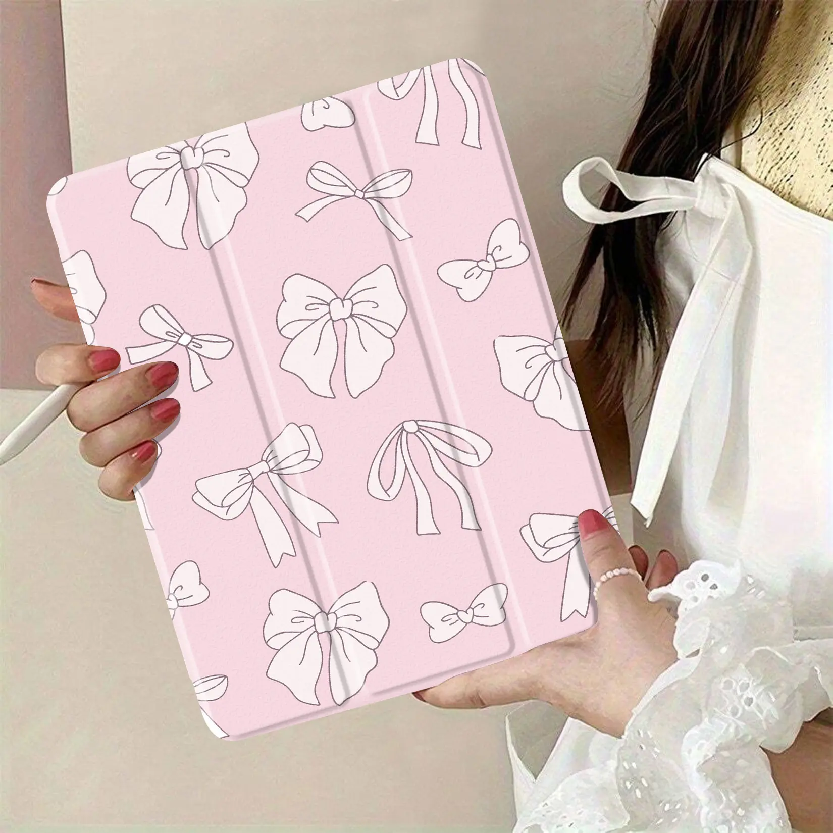 Bow Pattern Tablet Cover, TPU Material Tablet Protection Casing with Automatic Sleep-Wake Function, Stylish Cute Electronics Accessories, Ideal Gift for Loved Ones