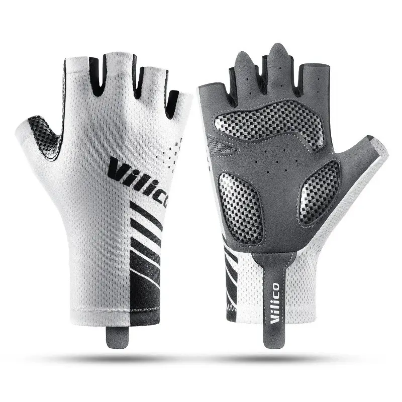 Lightweight Perforated Mesh Cycling Gloves, Half Finger Bike Gloves with Shock Cushions, Breathable Anti-Vibration for Biking & Fitness