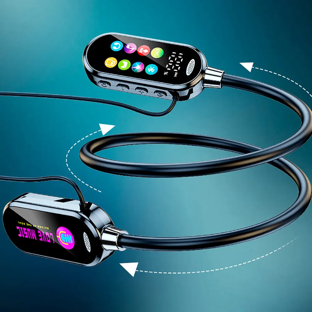 Bluetooth 5.4 Neckband Earphones with Color Screen, Noise Reduction, Wireless Headset for Phone Audio & Video Use