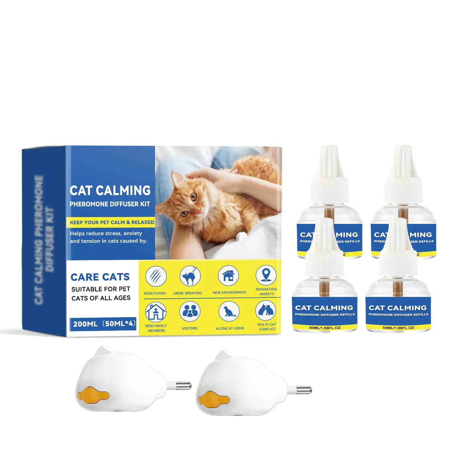 Cat Calm Diffuser Set, Mood Balancing Plug-And-Play for Multi-Pet Homes, Pet Training Supplies, Essential for Peaceful Pets
