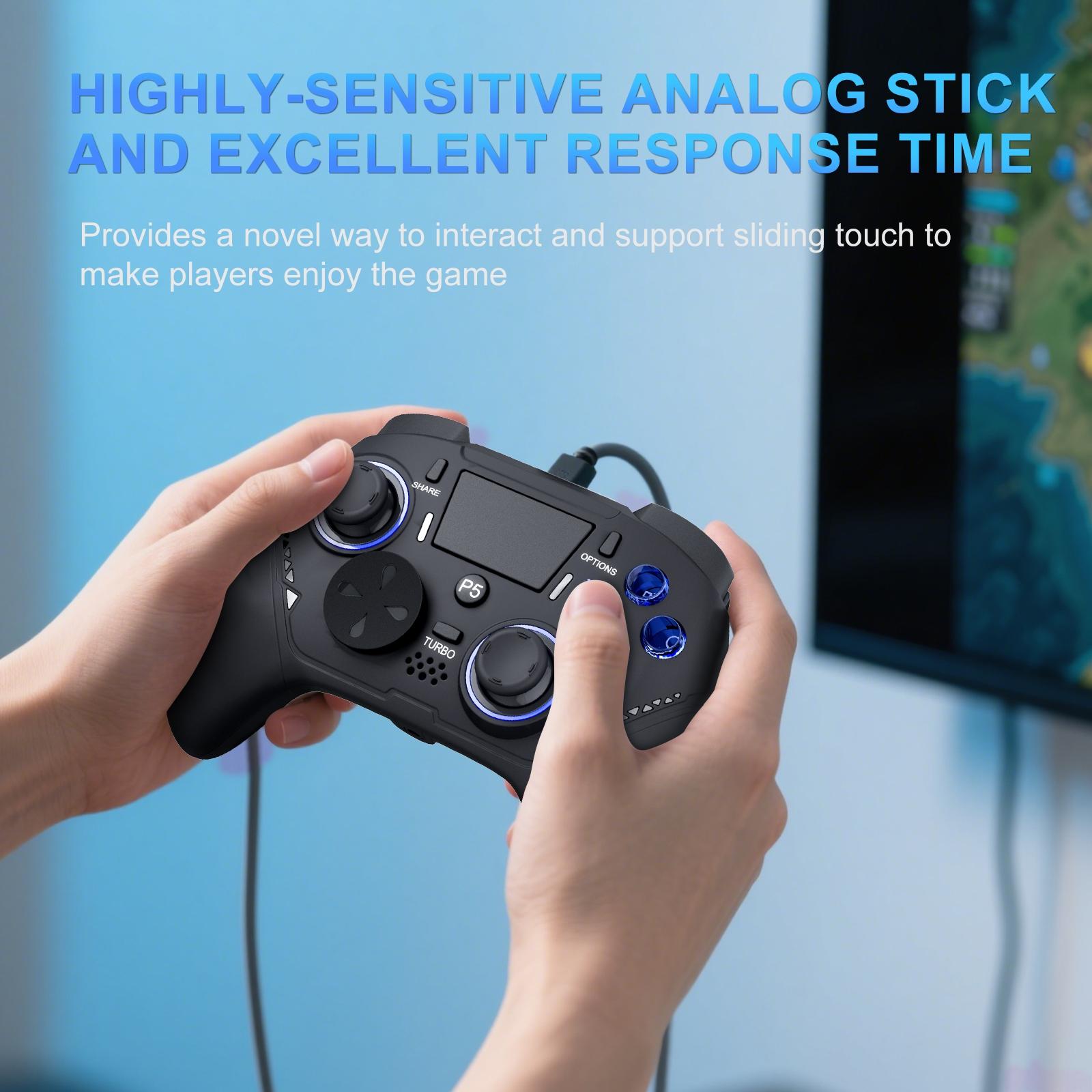 Gaminja P516 Wired Esports Controller for P5/P4/PC, Wide Compatibility Just Plug&Play, Double Motor Vibration Intelligent Simulation Game Trueinternal Feedback, Wired Gaming Controller, Game Console Accessories