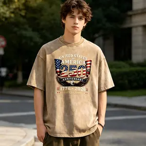Unisex USA 250th Anniversary Oversized 4th of July Eagle Graphic T Shirts Acid Washed Cotton Tees Vintage Baggy Loose Fit Streetwear WorkoutTops, Menswear Comfy Gym Casual Short-Sleeves