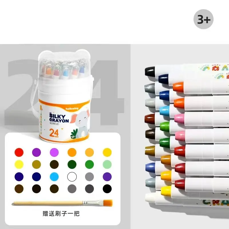 Water-Soluble Paint Sticks, Washable Oil Pastels, Non-Transfer, Rotating Crayons, 24 Colors, Kids Art Supplies, Child Gift