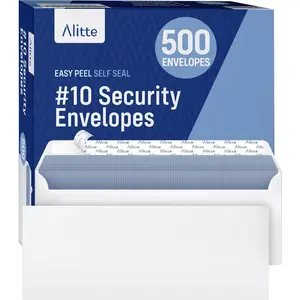 #10 Letter Size Self Seal Security Mailing Envelopes 500 Count Windowless Security Tinted White Business Envelopes for Checks Letters Office Documents 4-1/8" x 9-1/2"