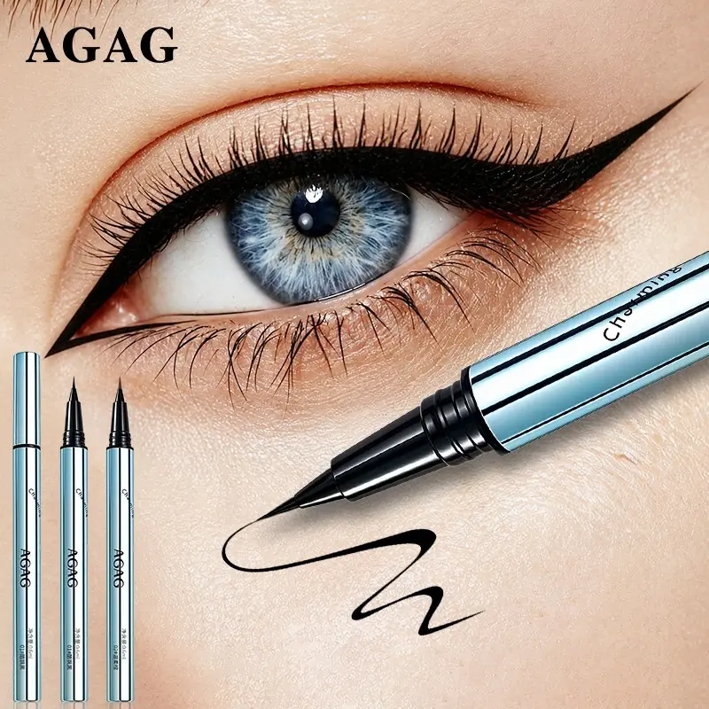 AGAG Silver Blue Thin Tip Liquid Eyeliner Metallic Texture Ultra Fine Tip Smooth Ink Flow No Skipping Waterproof Sweat Resistant Smudge Proof For Daily Sharp Wing Eyeliner