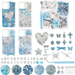 Junk Phone Case Charms Kit for DIY Custom Cases, Y2K Coquette Bling Decorating Accessories with Bows, Rhinestones, Flatback Pearls, Mini Mirrors and Resin Charms
