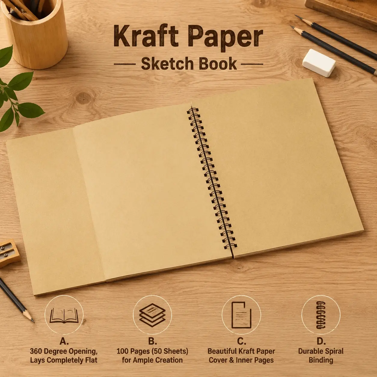 B6 Portable Sketchbook, 160gsm Thick Kraft Paper, Anti-Bleeding Watercolor & Drawing Pad, Travel Art Journal for Adults Students, Professional Sketch Book for Painting Diary Writing