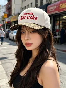 Trendy Street Style Diet Coke Embroidered Letter Baseball Cap, Adjustable Sun Protection Hat for Men and Women, Outdoor Travel Beach Vacation