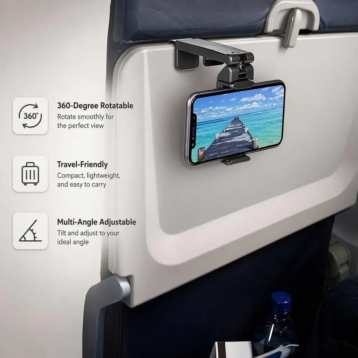 Universal 360-Degree Rotatable Phone Holders, Cell Phone Mounts, Mobile Phone Mount, 1 Count Multi-Angle Adjustable Phone Stand, Cellphone Stand, Cell Phone Swivel Mount for Flights, Travel and Business Trips, Phone Accessories #GLOBAL PICKS