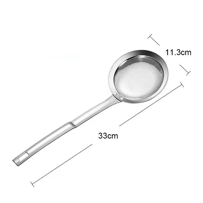 Filter Scoop SUS304 Stainless Steel Fat Skimmer Spoon Fine Mesh Strainer Food Strainer With Handle Kitchen Oil Skimmer Strainer FU