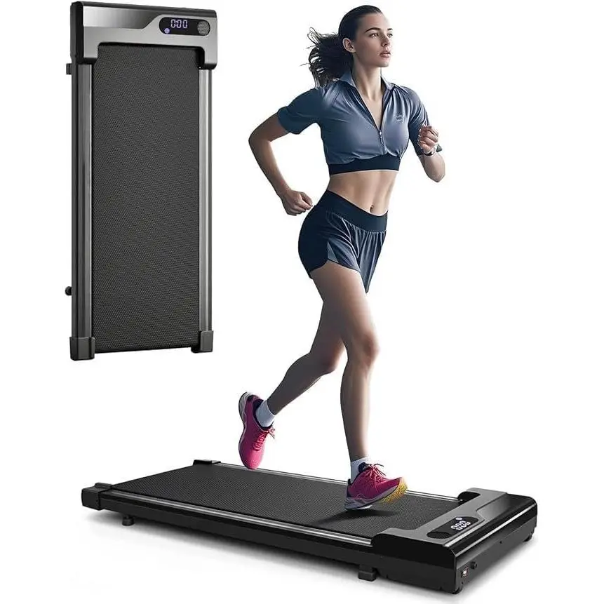 Unisex Mini Home Gym Treadmill - 2.5HP Motor, Steel Frame, Anti-Slip Surface, Slim Profile, 264lbs Capacity, LED Display, Portable Quiet Lightweight, Noise-Reduction Tech, Under Desk/Under Bed for Small Spaces