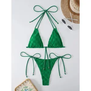 Sexy Triangle Bikini Women's Swimsuit 2025 Swimwear Micro Thong Bikinis Sets Trend  Two-piece Bathing Suit for Female Beach WearBeach photography
