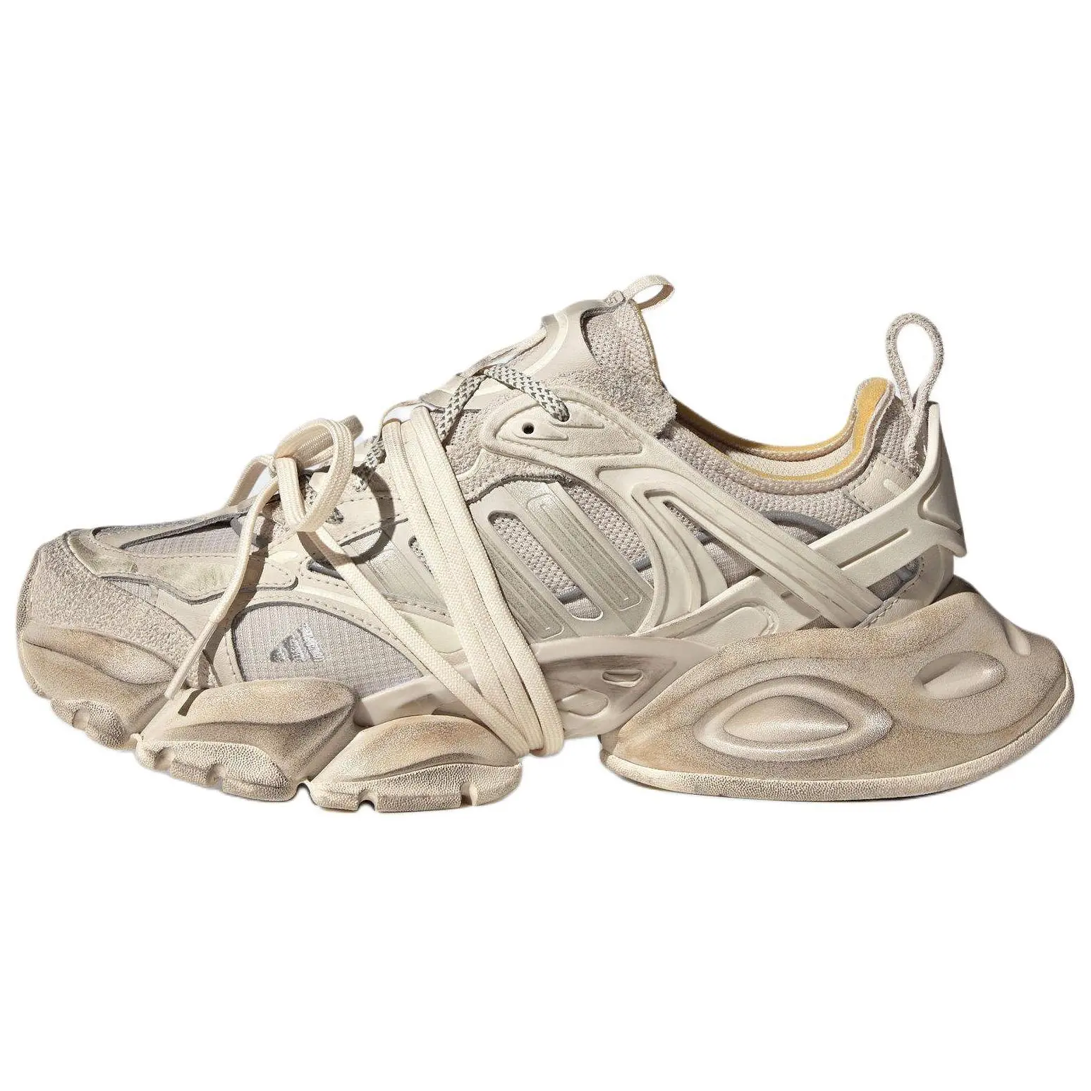 Adidas XLG Runner Deluxe Unisex Low-Top Chunky Sneakers - Beige, Memory Foam, Textile Mesh, Minimalist Chunky Look, Casual Wear, Comfort, Versatility, Slip-Resistance, Durability, House White Maison Mihara Official Shoes
