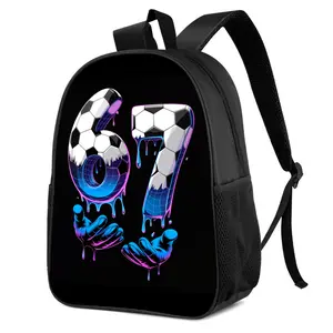 Football 67 Neon Drip Print Backpack, a High-Capacity Dustproof Rucksack for Holiday Travel, Gym & Commuting with Adjustable Shoulder Straps
