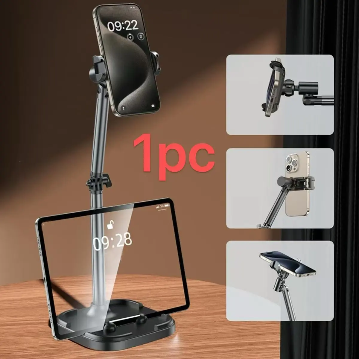 360° Rotating Desktop Stand, Adjustable Phone and Tablet Holder Mount, Cell Phone Stand, Essential for Live Streaming and Food Photography, Available in 2 Colors