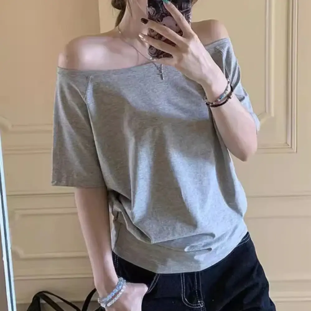 T-shirts Women Solid Simple Summer Casual Cleanfit Short Sleeve All-match Young Girls Streetwear Y2k Top Aesthetic Clothes Ins Womenswear Tshirt