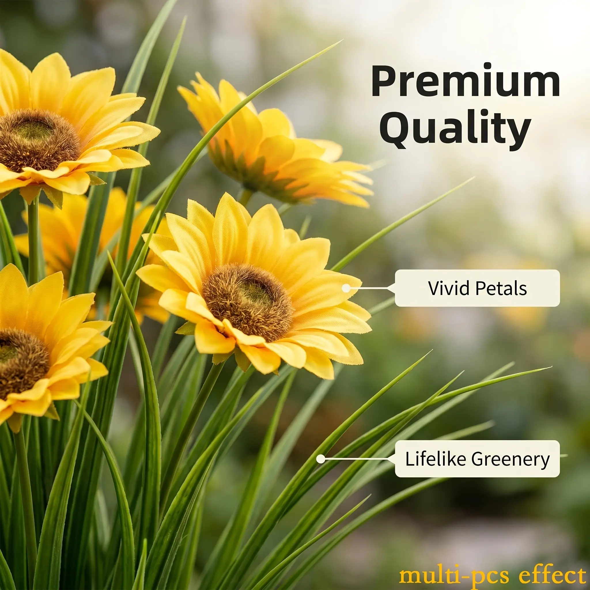 7pcs Realistic Sunflower Artificial Flowers, Durable Decorative Plants for DIY, Hotel, Bedroom, Garden, Party Decoration, All Seasons