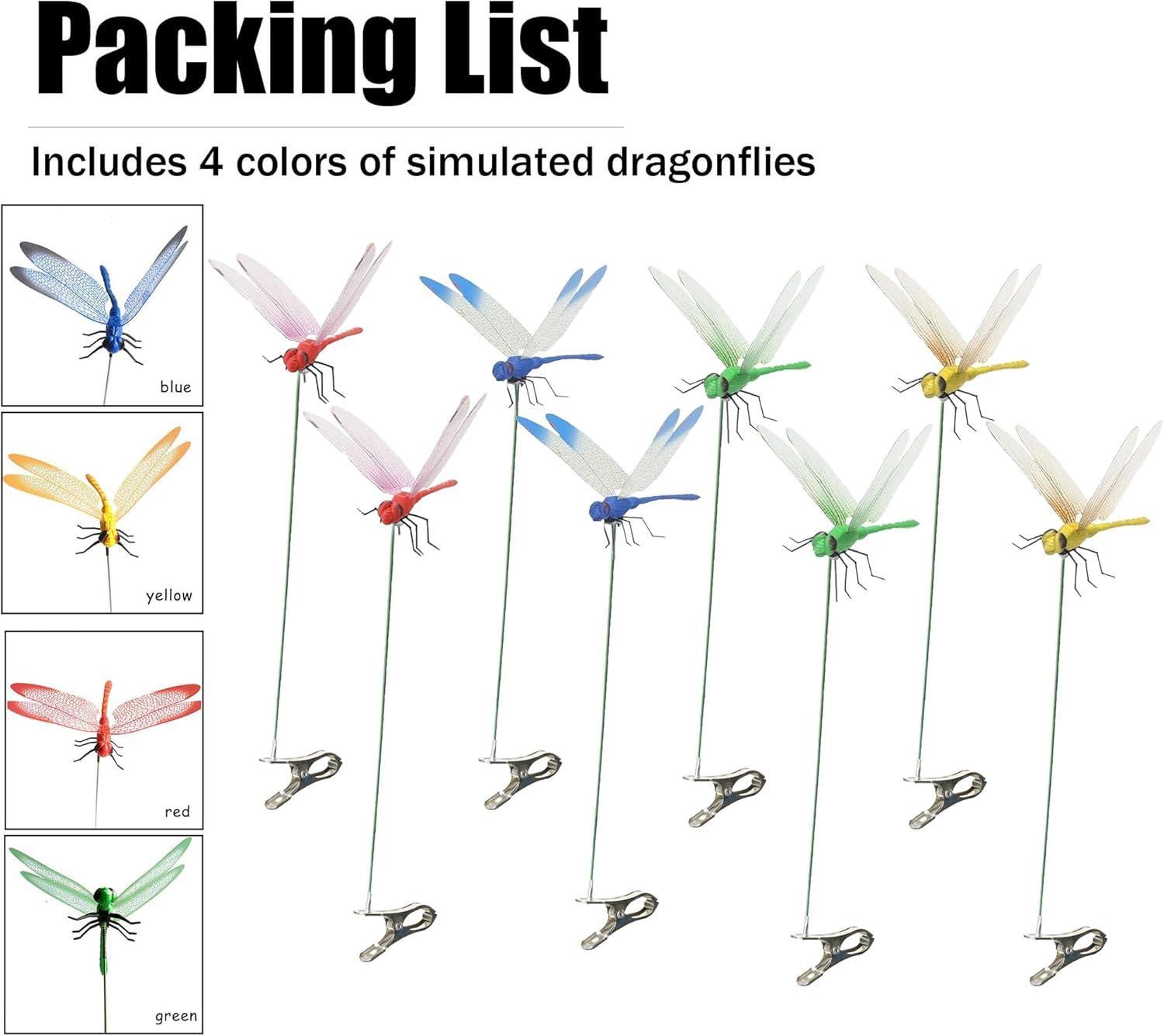 12 Pack Dragonfly Fly Repellent Clip, 3D Fake Dragonfly Garden Decor, Chemical-Free Insect Repellent for Patio, Backyard, Outdoor Plants and Camping Use