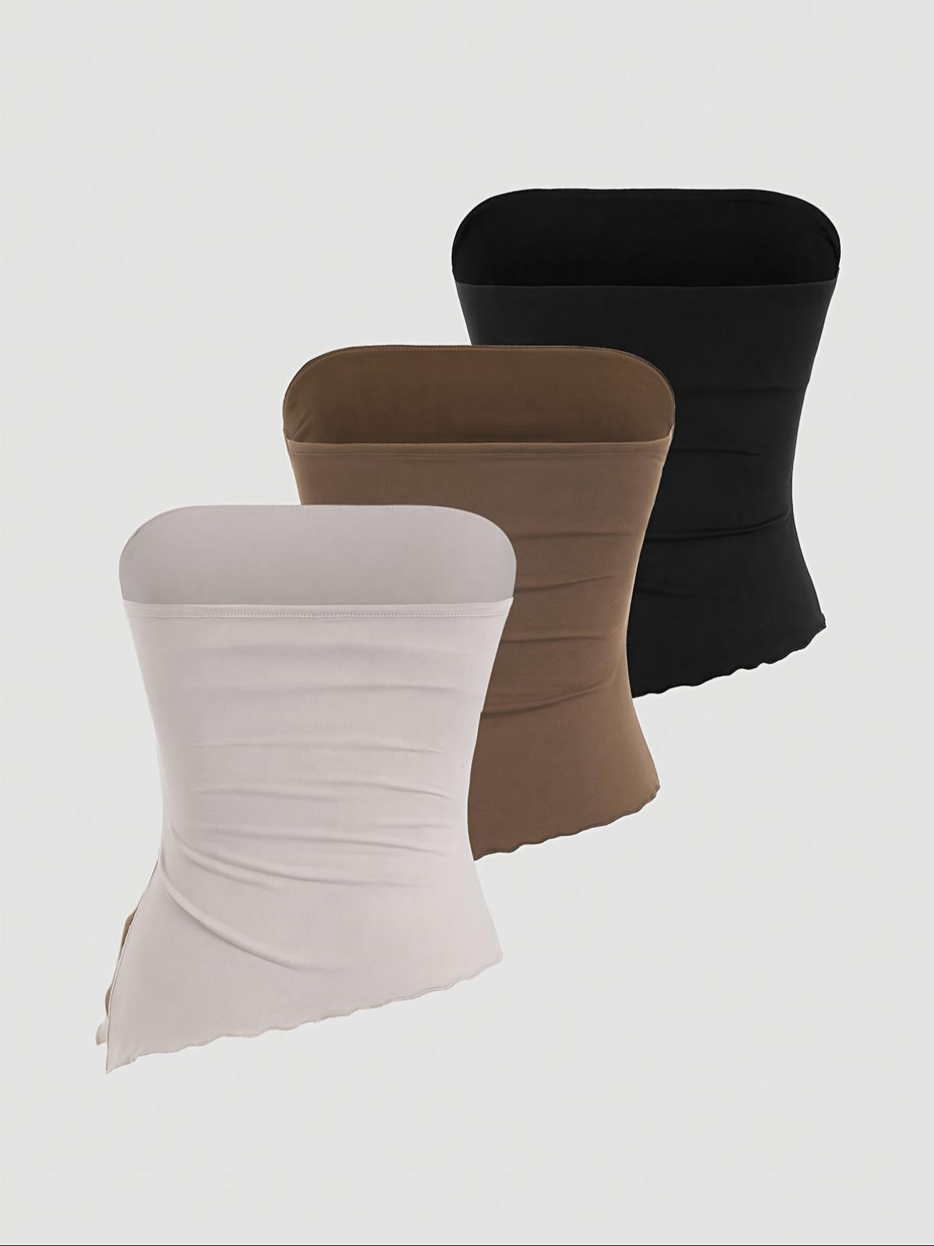 2026 Valentine's Day Women's 3-Piece Autumn/Winter Tube Top Set, Casual Fashion Sports Multicolor High-Elastic Tops with Lettuce Trim