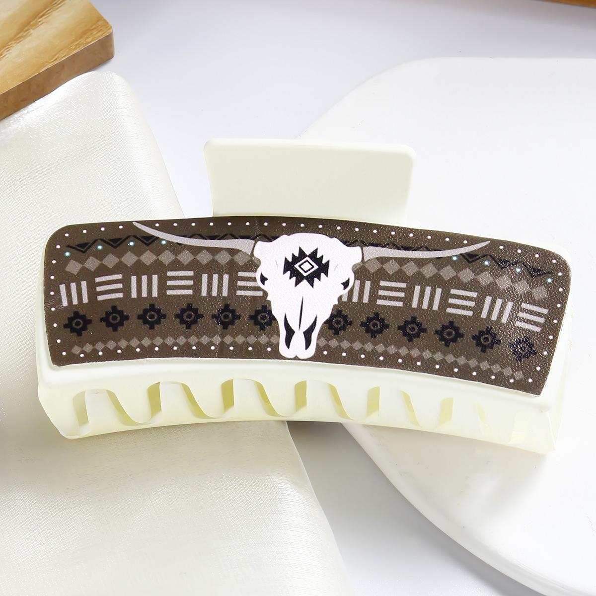 Multicolor Bull Head Square Hair Clip Style Leather PU Simple Versatile European and American Shark Clip High Ponytail Claw Clip