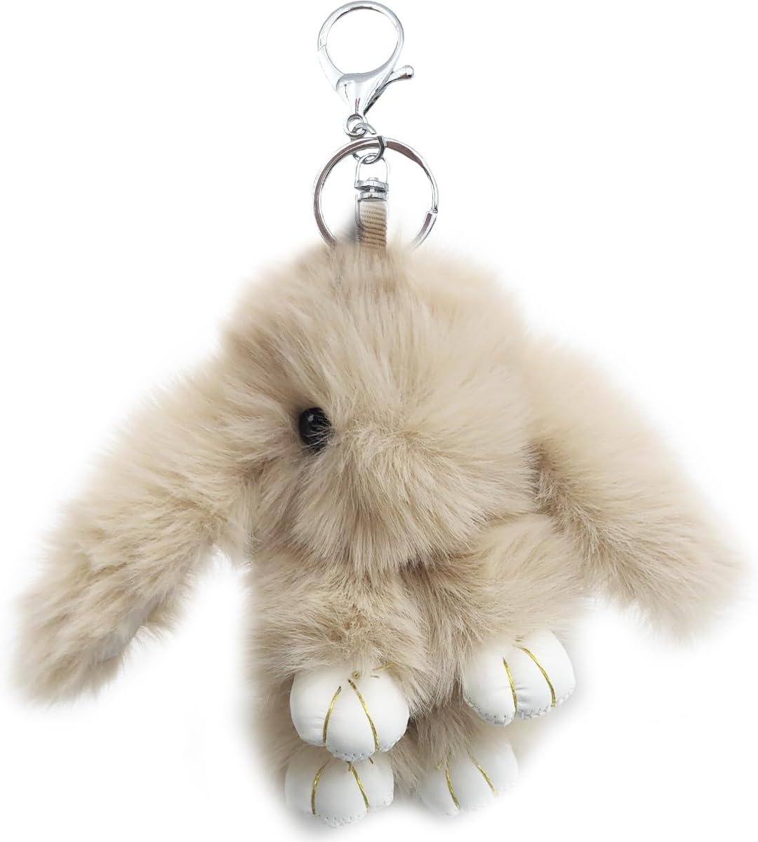 Soft and cute bunny keychain, faux rabbit fur fluffy keychain, bunny plush key ring for women.
