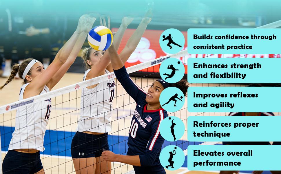 Volleyball Serve Trainer & Rebounder Training Kit – Adjustable Solo Volleyball Trainer for Volleyball Serving Practice and Volleyball Training Equipment for Beginners & Players