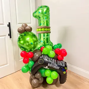 40 Piece Pixel Game Theme Balloon Set, Includes 40 Inch Digital Alumina Balloons, 18 Inch Round Balloons, Party Decorations