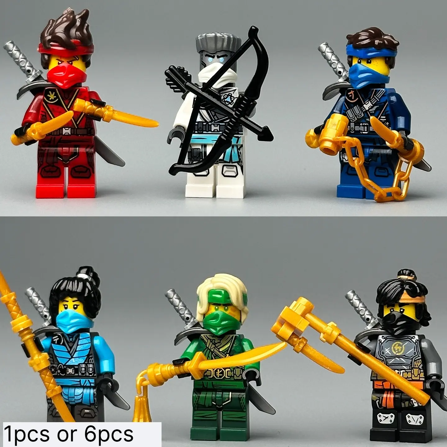 Forest Warrior Ninja Mini Figure, Jungle Outfit Style Building Block Character with Accessories, Double-Sided Printed Collectible Assembly Model