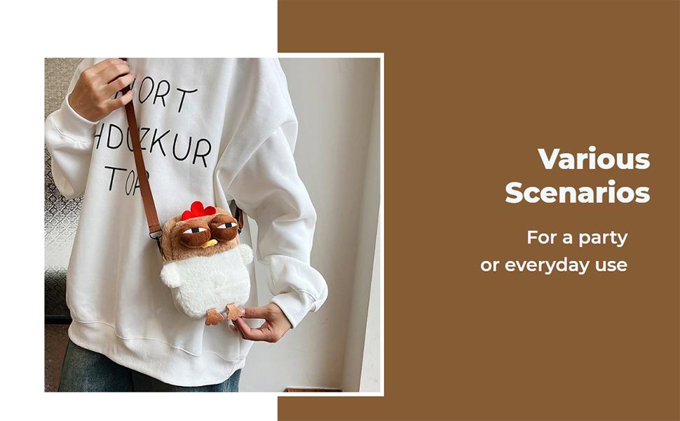 Cute Plush Chicken Purse Funny Chicken Shaped Wallet Purse for Girls Women Funny Shoulder Bag