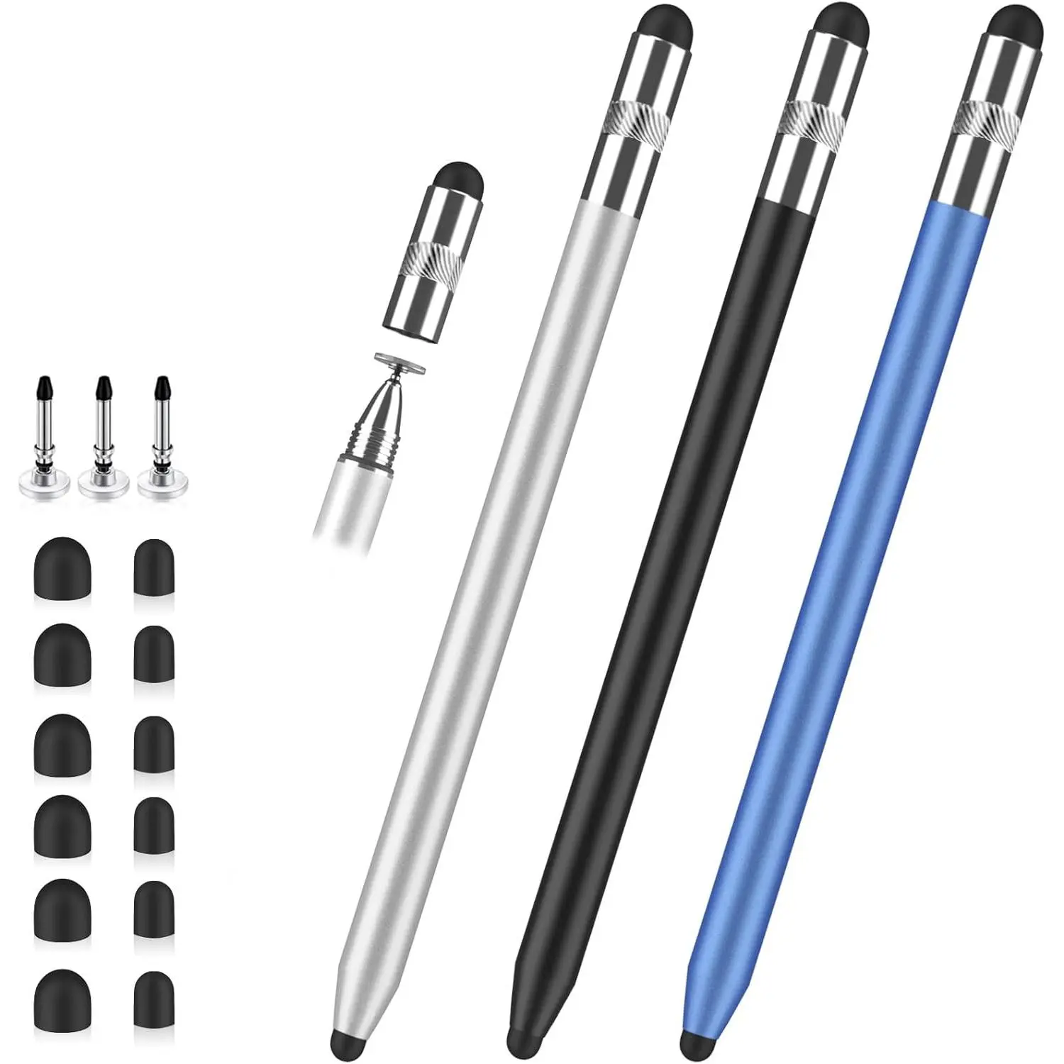 Stylus Pen for Touchscreen, 3-in-1 Rubber Disc Stylus, High Sensitivity and Precision,  Stylus Pen Compatible for Ipad, Android Kindle  Capacitive Tablets
