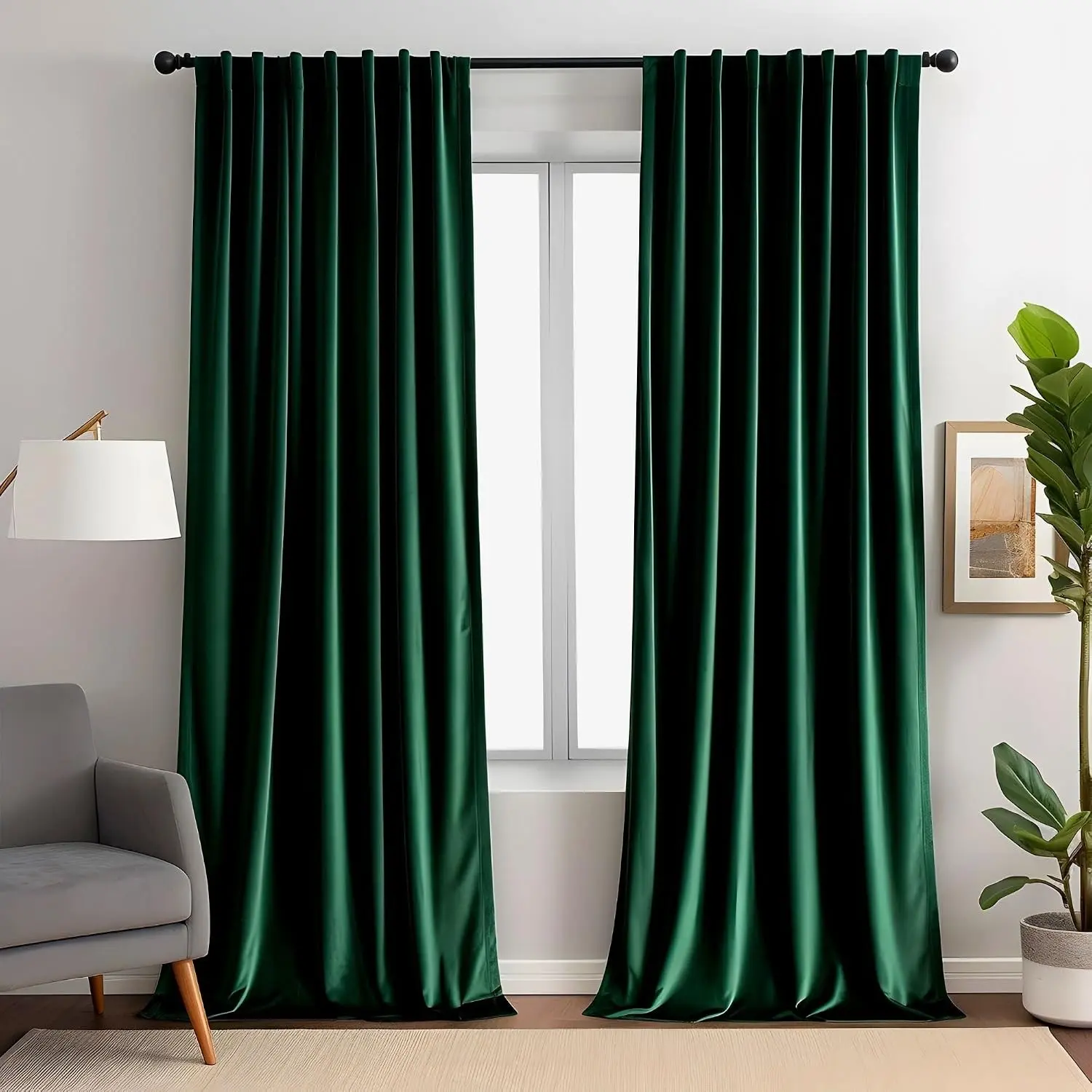 Emerald Green Velvet Curtains 84 Inch Length Luxury 80% Blackout Thermal Insulated Super Soft Window Drapes for Bedroom Living Room, Rod Pocket & Back Tab, 52" W x 84" L, 2 PanelsGift